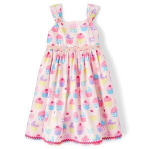 Girls Gymboree Pink Hello Cupcake Thick Cotton Colorful Party Smocked Dress 5t